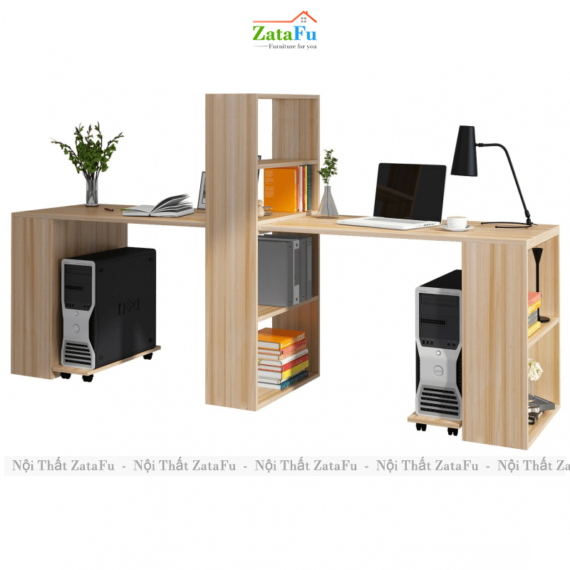 Bàn Làm Việc Gỗ MDF Bàn Học Sinh Bàn Đôi Để PC BLV-168 ZataFu