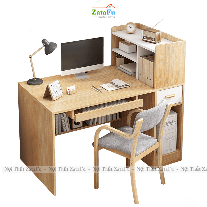 Bàn Làm Việc Thiết Kế Đơn Giản Kết Hợp Kệ Sách Và Ngăn Kéo Tiện Lợi BLV-171 ZataFu