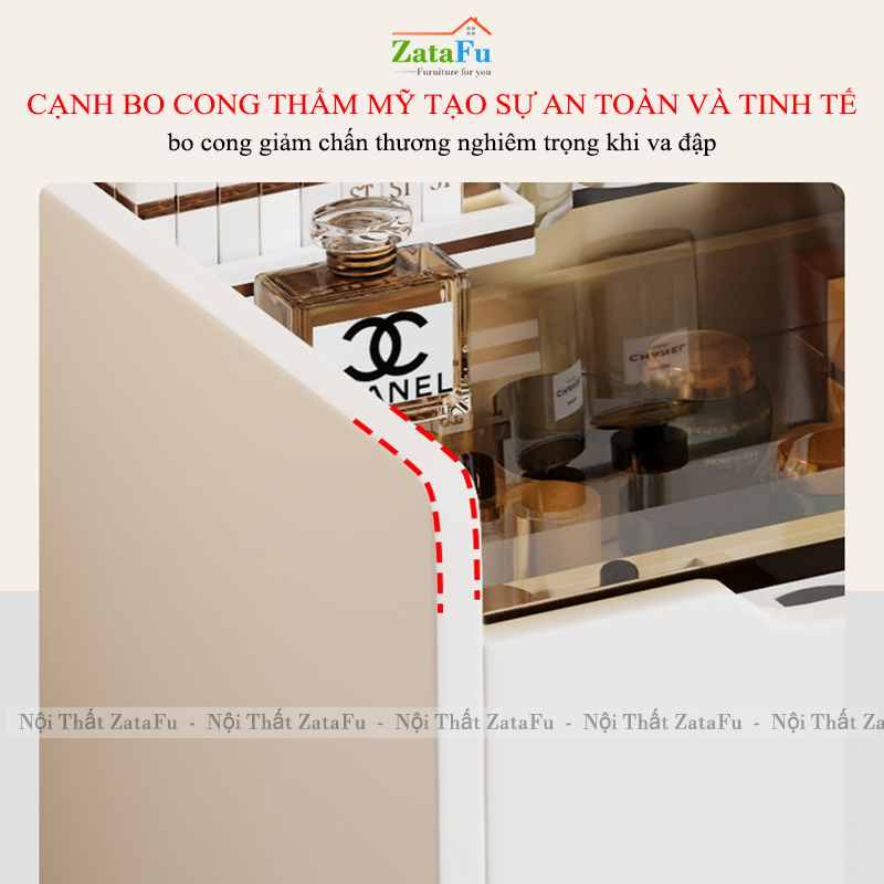 Bàn Trang Điểm Đa Năng Nhiều Ngăn Kéo Có Gương Led 3 Mod Hiện Đại BTD-35 ZataFu