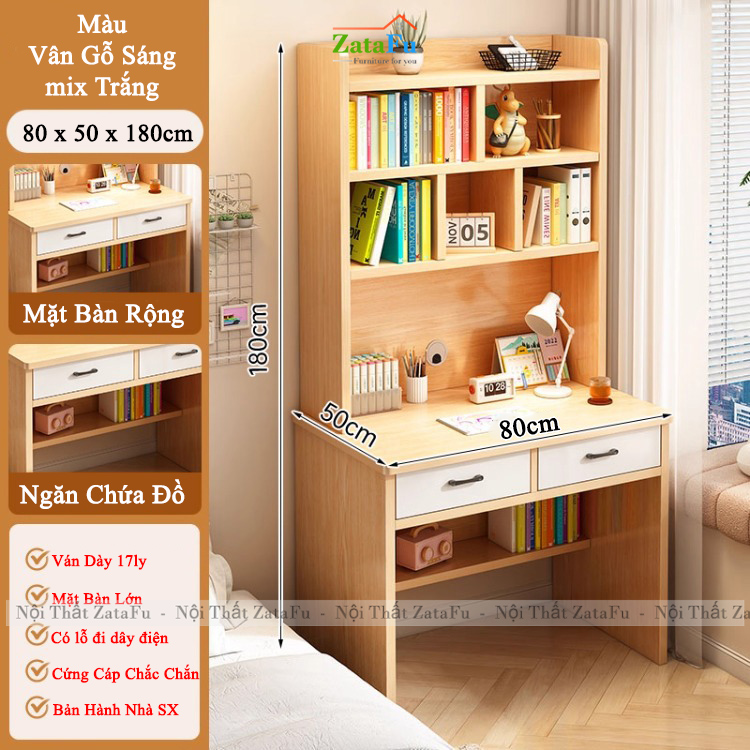 Bàn Làm Việc Gỗ MDF Thiết Kế Hiện Đại Nhiều Ngăn Chứa Đồ BLV-163 ZataFu
