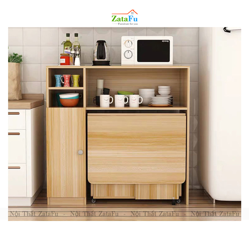 Bàn Ăn Gia Đình Gấp Gọn Kết Hợp Tủ Kệ Bếp BAGD-01