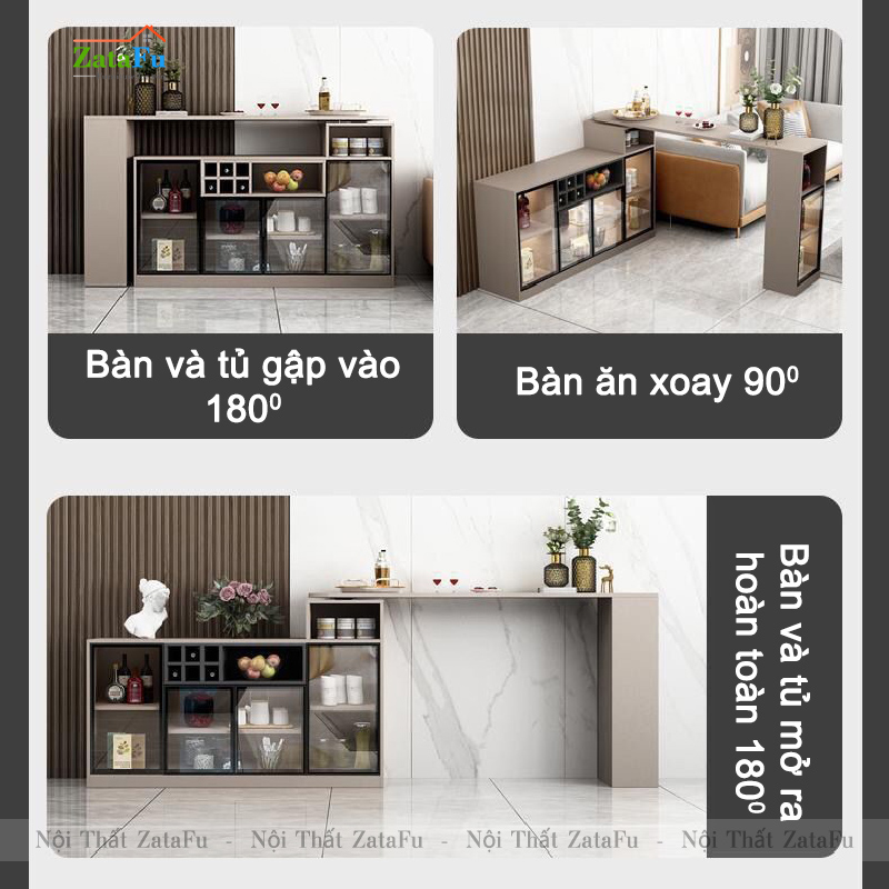 Bàn bếp kết hợp tủ đựng tách chén đèn LED sang trọng BAGD-05