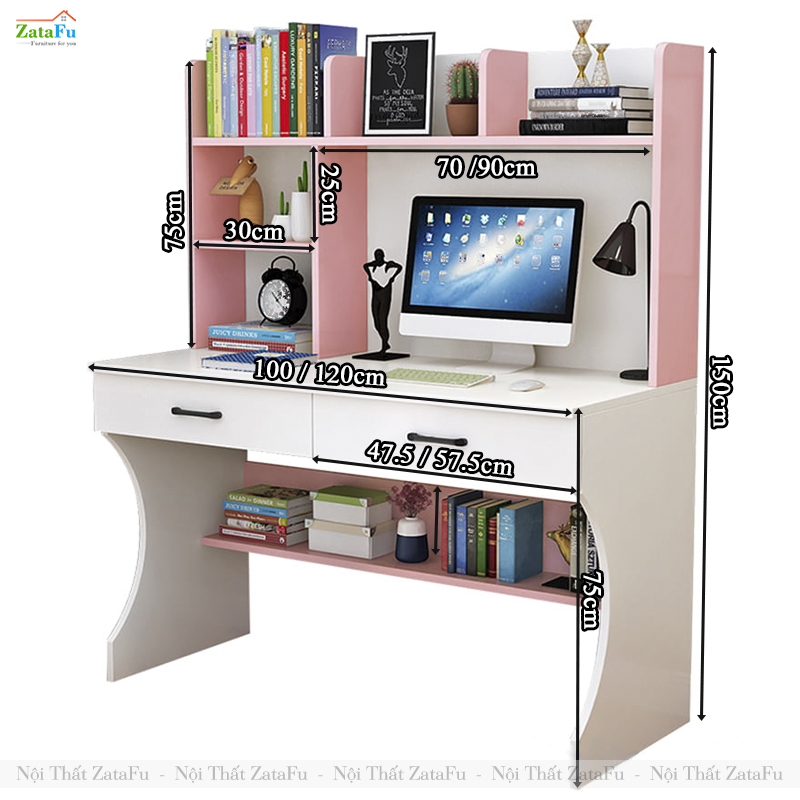 Bàn Học Sinh Gỗ MDF Thiết Kế Tinh Tế Hiện Đại BLV-154 ZataFu