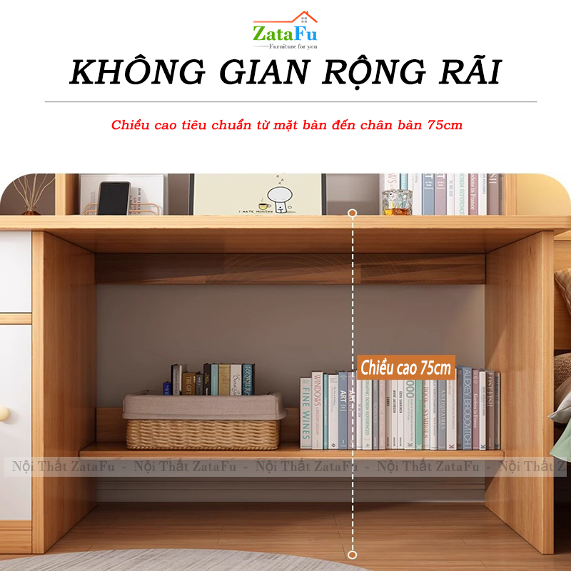 Bàn Học Gỗ MDF Ván Dày 17mm Có Cửa Kính Thiết Kế Theo Phong Cách Bắc Âu BLV-135 ZataFu