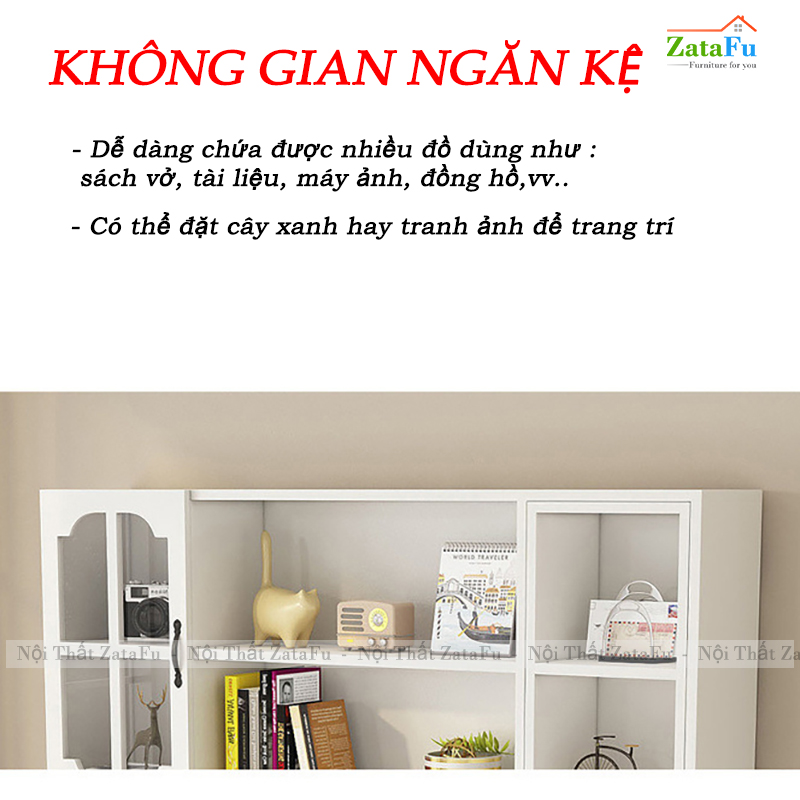 Bàn Học Bàn Làm Việc Gỗ MDF Nhiều Ngăn Mặt Bàn Lớn Mang Phong Cách Hiện Đại BLV-134 ZataFu