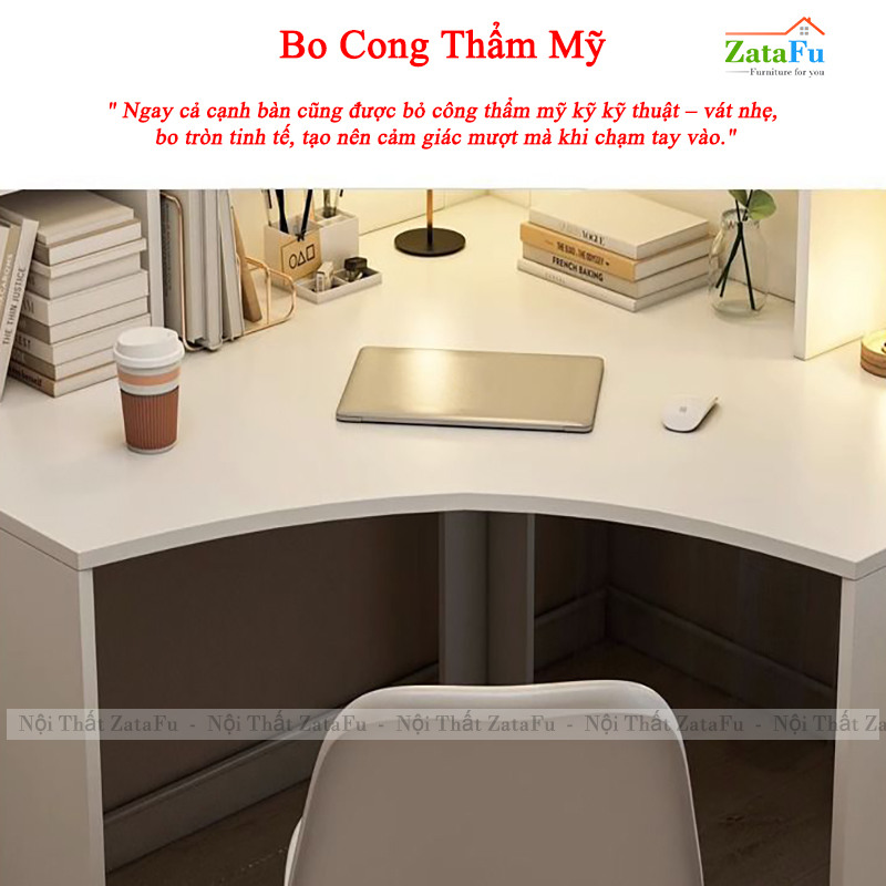 Bàn Học Bàn Làm Việc Ván Dày 17mm Thiết Kế Góc Tường Phong Cách Tối Giản Hiện Đại BLV-136 ZataFu