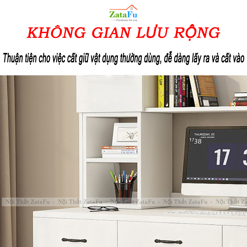 Bàn Học Bàn Làm Việc Gỗ MDF Nhiều Ngăn Mặt Bàn Lớn Mang Phong Cách Hiện Đại BLV-134 ZataFu
