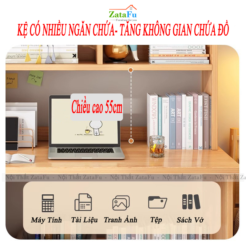 Bàn Học Gỗ MDF Ván Dày 17mm Có Cửa Kính Thiết Kế Theo Phong Cách Bắc Âu BLV-135 ZataFu