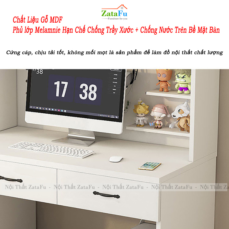 Bàn Học Bàn Làm Việc Gỗ MDF Nhiều Ngăn Mặt Bàn Lớn Mang Phong Cách Hiện Đại BLV-134 ZataFu