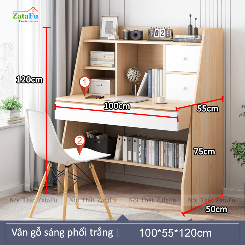 Bàn học, bàn làm việc chân hình thang mẫu 2 BLV-83