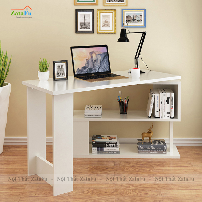 Bàn làm việc chữ L kết hợp kệ chân xoay 360 độ BLV-79