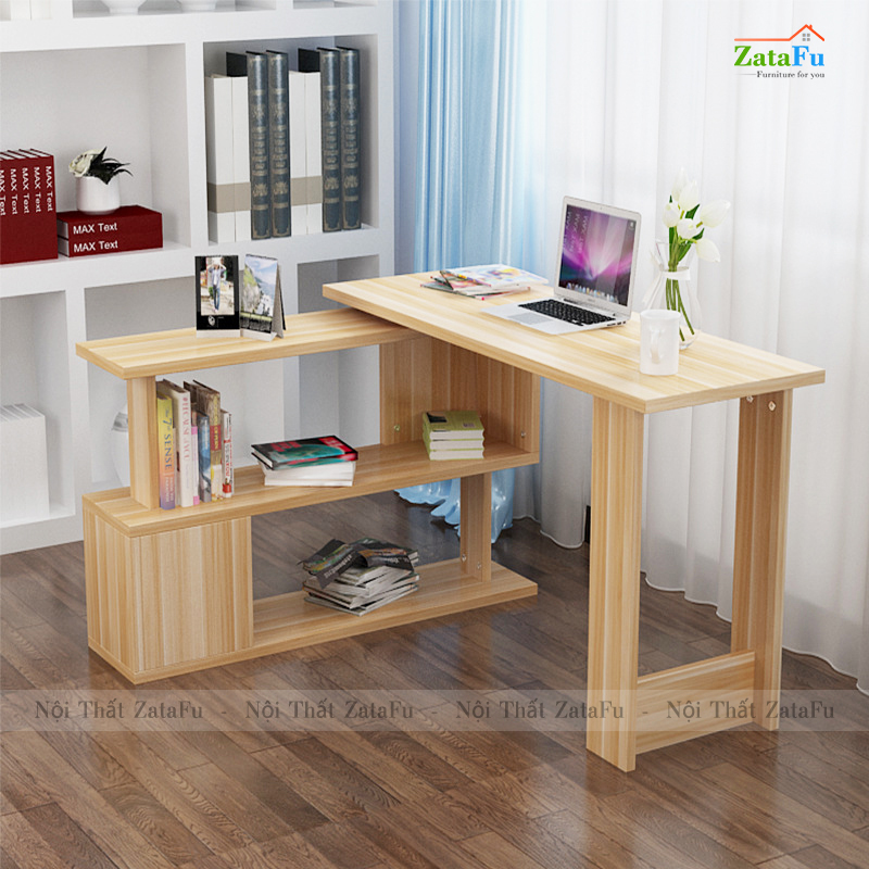 Bàn làm việc chữ L kết hợp kệ chân xoay 360 độ BLV-79