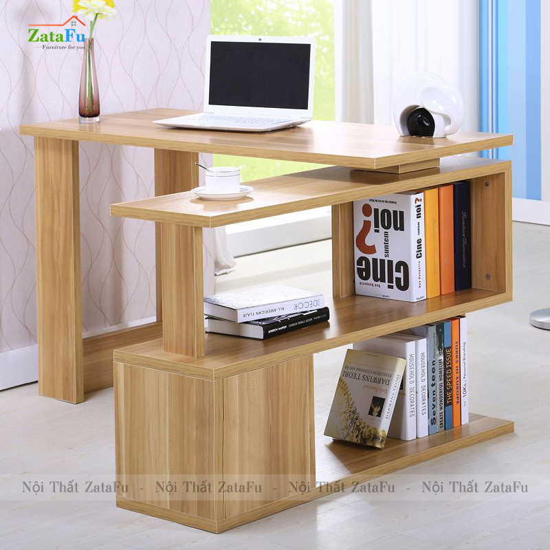 Bàn làm việc chữ L kết hợp kệ chân xoay 360 độ BLV-79