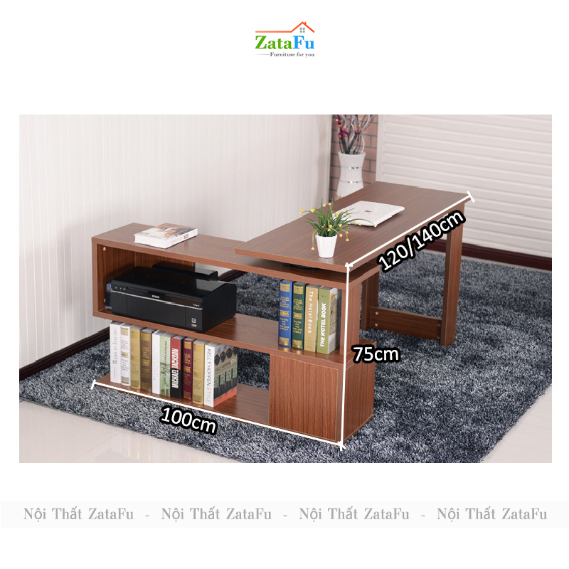 Bàn làm việc chữ L kết hợp kệ chân xoay 360 độ BLV-79