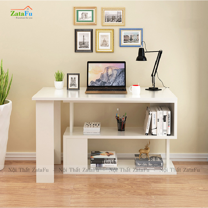 Bàn làm việc chữ L kết hợp kệ chân xoay 360 độ BLV-79