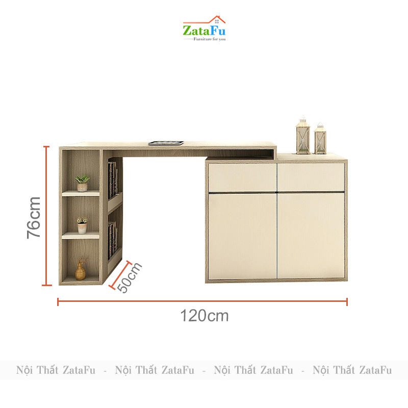 Bàn làm việc phối hợp tủ kệ đựng đồ BLV-69