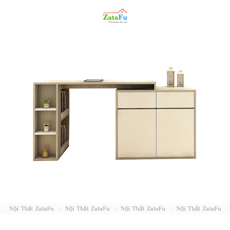 Bàn làm việc phối hợp tủ kệ đựng đồ BLV-69