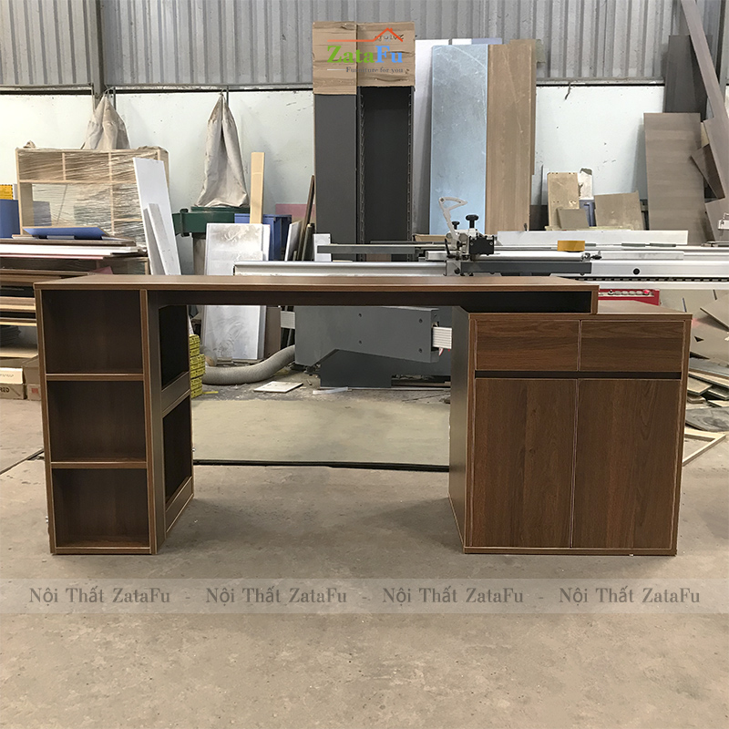 Bàn làm việc phối hợp tủ kệ đựng đồ BLV-69