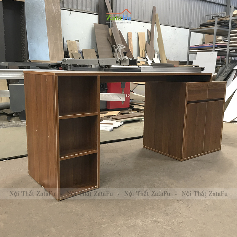 Bàn làm việc phối hợp tủ kệ đựng đồ BLV-69