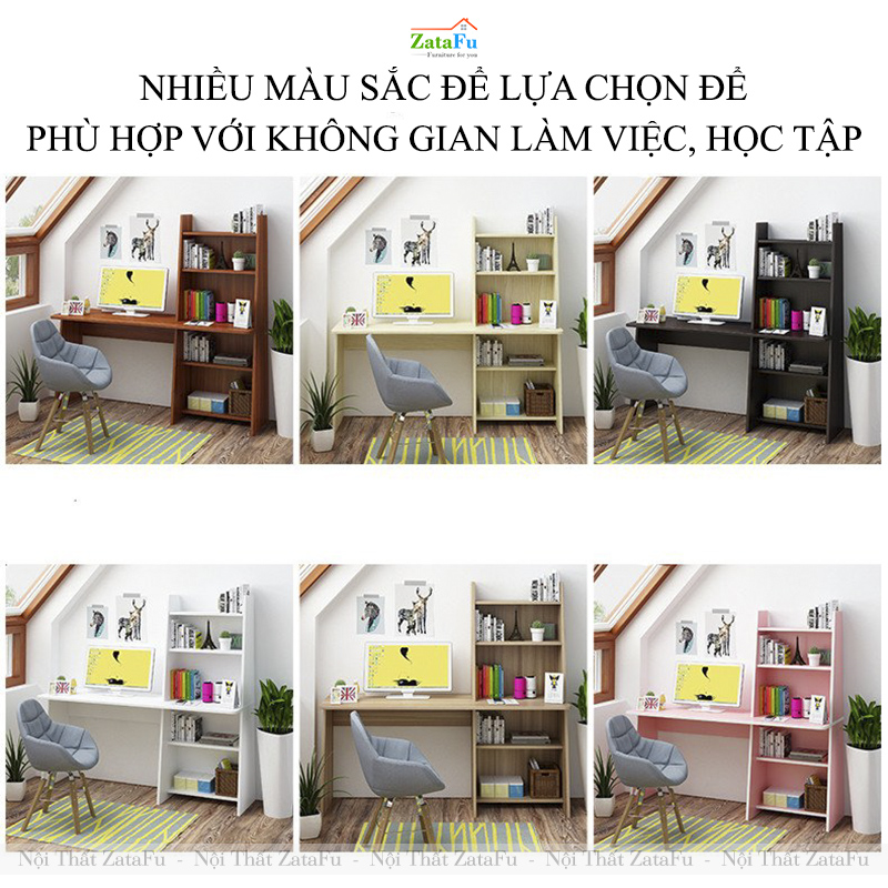 Bàn Học Bàn Làm Việc Đa Năng Gỗ Công Nghiệp MDF Liền Kệ Đứng Hiện Đại BLV-156 ZataFu