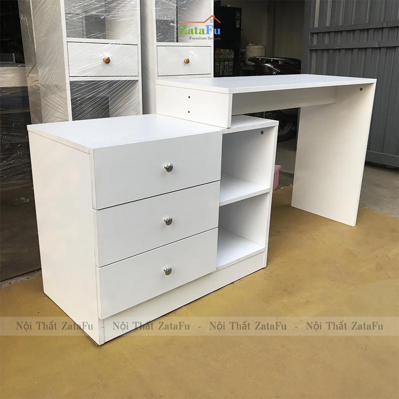 Bàn học bàn làm việc đơn giản kết hợp kệ sách chân xoay BLV-66
