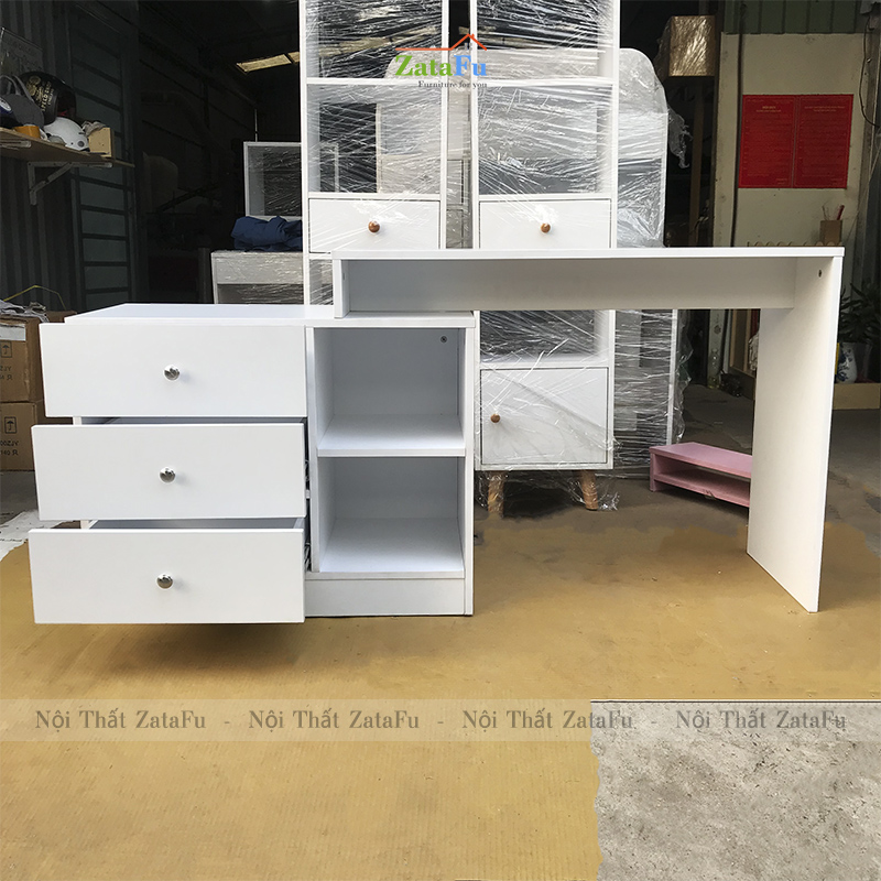 Bàn học bàn làm việc đơn giản kết hợp kệ sách chân xoay BLV-66