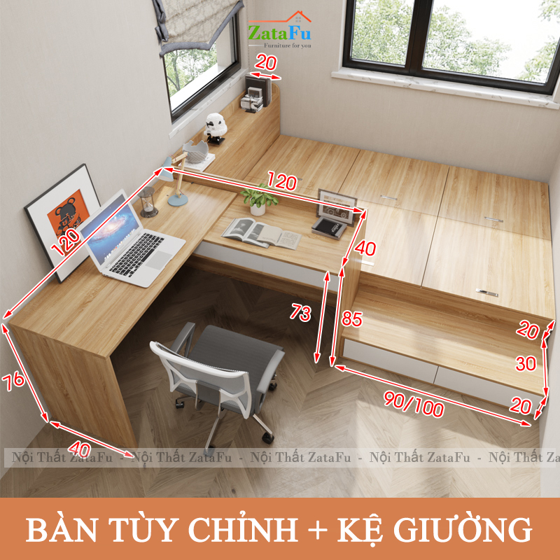 Giường Đa Năng Kết Hợp Tủ Quần Áo Bàn Học Tiện Lợi GG-79 ZataFu