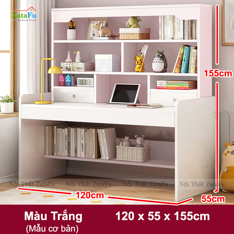 Bàn Học Gỗ Xinh Xắn Kết Hợp Kệ Sách Đa Năng Cho Bé BLV-112