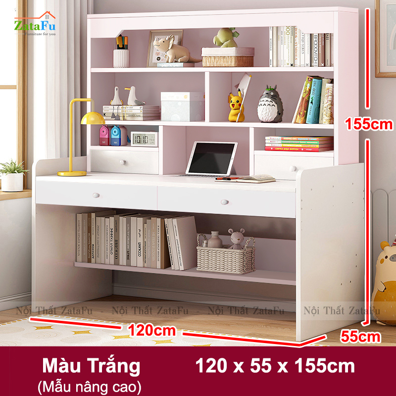 Bàn Học Gỗ Xinh Xắn Kết Hợp Kệ Sách Đa Năng Cho Bé BLV-112