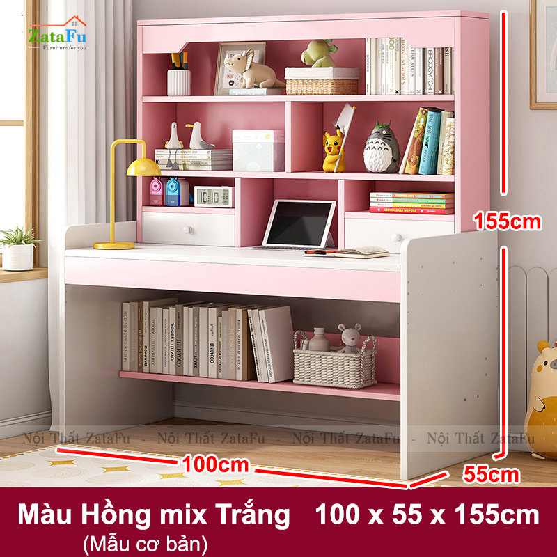 Bàn Học Gỗ Xinh Xắn Kết Hợp Kệ Sách Đa Năng Cho Bé BLV-112
