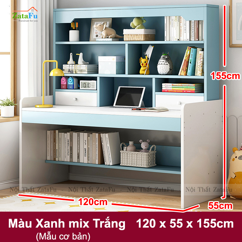 Bàn Học Gỗ Xinh Xắn Kết Hợp Kệ Sách Đa Năng Cho Bé BLV-112
