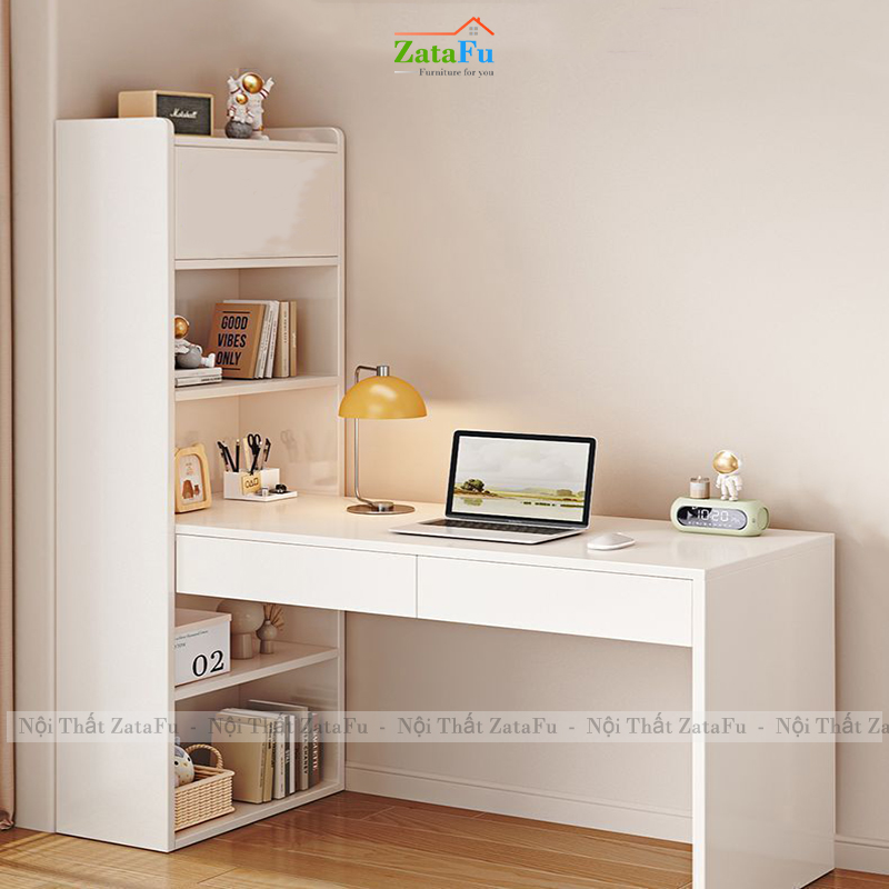 Bàn Học Bàn Làm Việc Gỗ MDF Kết Hợp Kệ Đựng Sách Thông Minh BLV-132 ZataFu