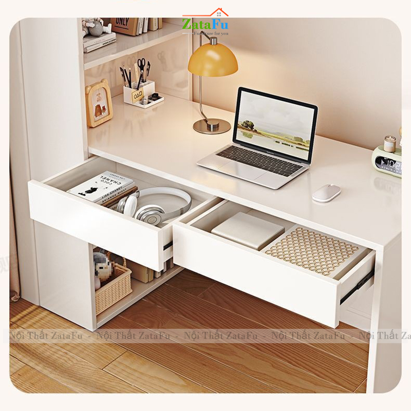Bàn Học Bàn Làm Việc Gỗ MDF Kết Hợp Kệ Đựng Sách Thông Minh BLV-132 ZataFu