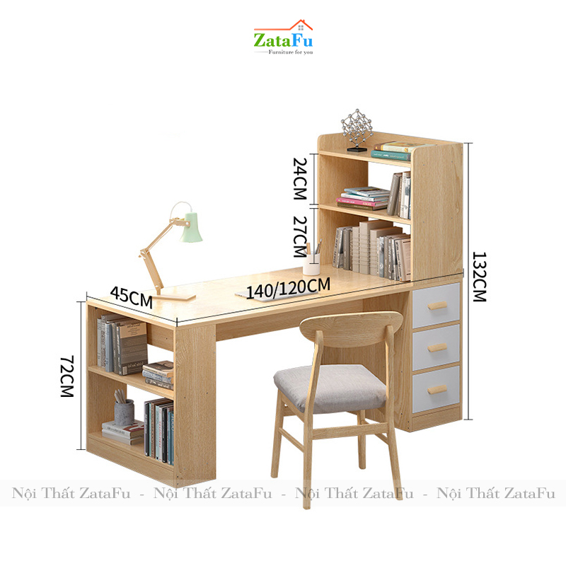 Bàn học làm việc kết hợp kệ sách đứng BLV-38
