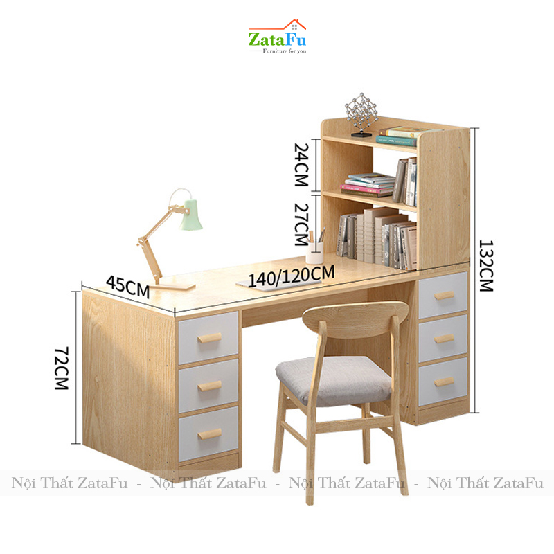 Bàn học làm việc kết hợp kệ sách đứng BLV-38