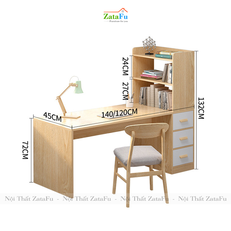 Bàn học làm việc kết hợp kệ sách đứng BLV-38