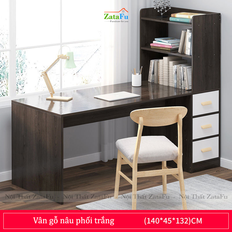 Bàn học làm việc kết hợp kệ sách đứng BLV-38