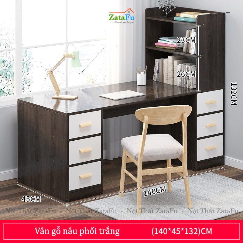 Bàn học làm việc kết hợp kệ sách đứng BLV-38
