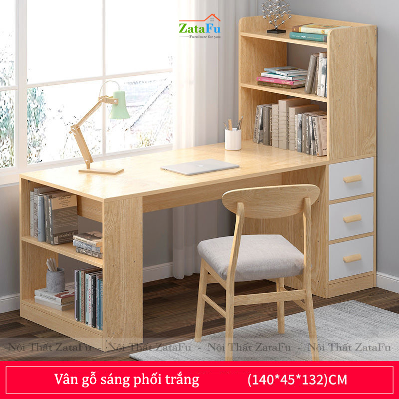 Bàn học làm việc kết hợp kệ sách đứng BLV-38