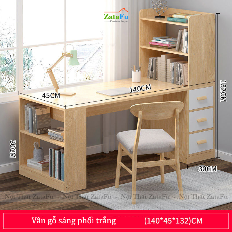 Bàn học làm việc kết hợp kệ sách đứng BLV-38
