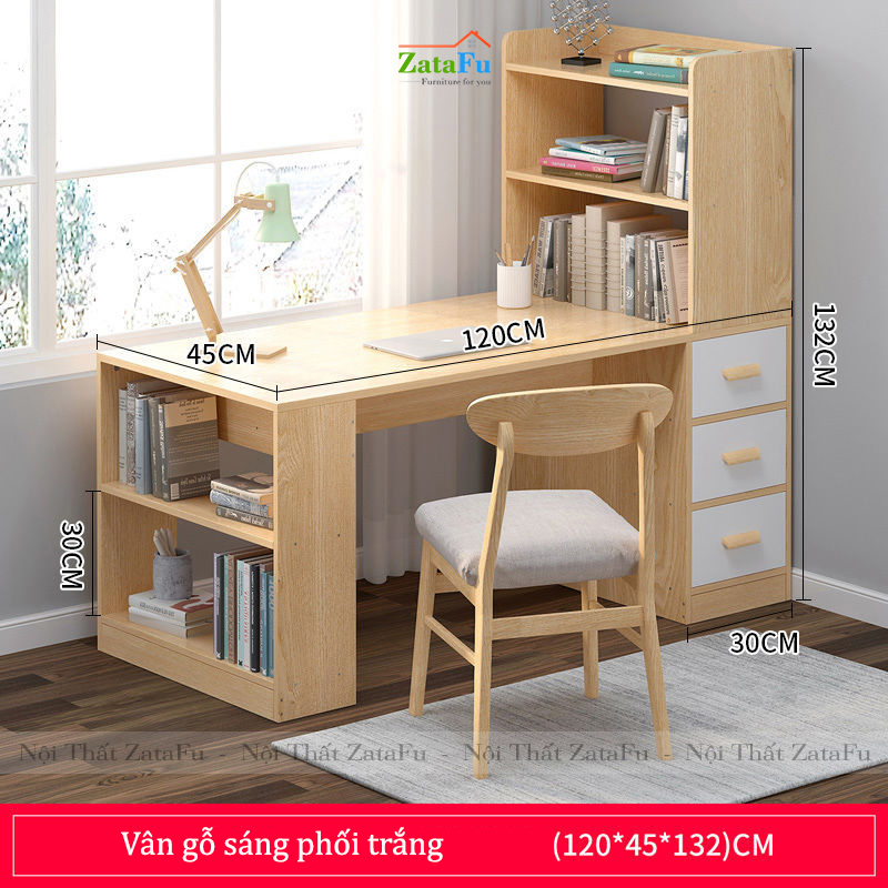 Bàn học làm việc kết hợp kệ sách đứng BLV-38