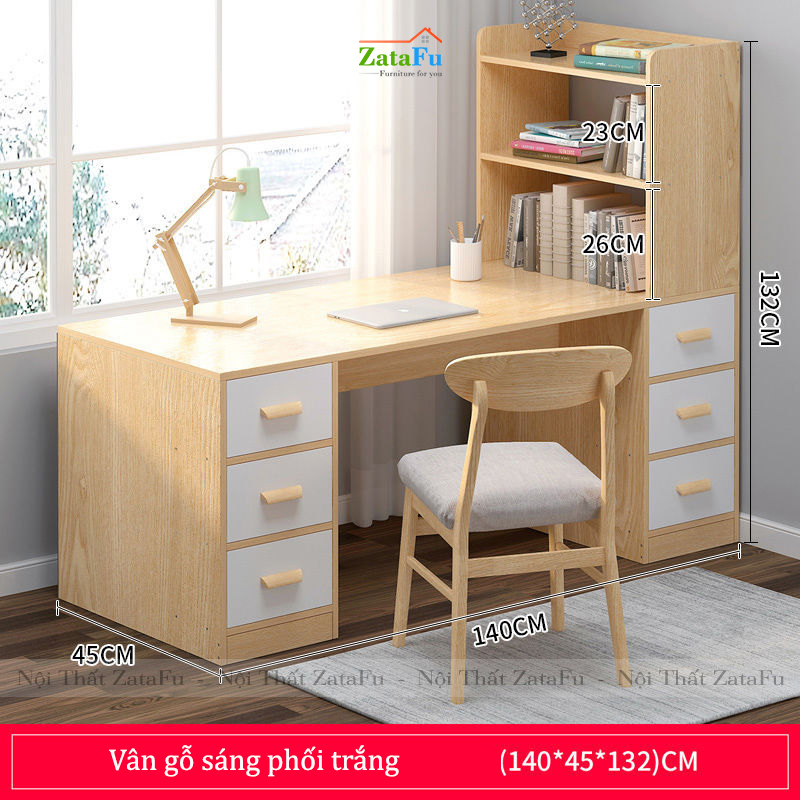 Bàn học làm việc kết hợp kệ sách đứng BLV-38