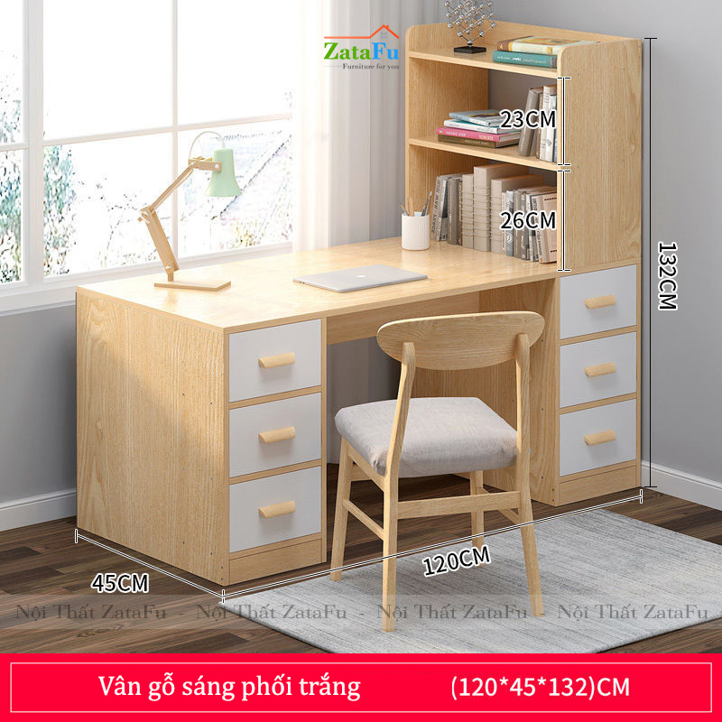 Bàn học làm việc kết hợp kệ sách đứng BLV-38