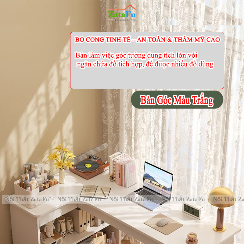 Bàn Học Bàn Làm Việc Góc Tường Chữ L Phong Cách Hiện Đại BLV-160 ZataFu