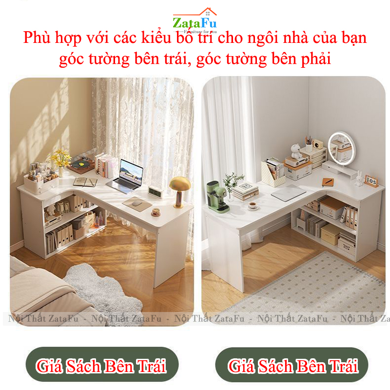 Bàn Học Bàn Làm Việc Góc Tường Chữ L Phong Cách Hiện Đại BLV-160 ZataFu