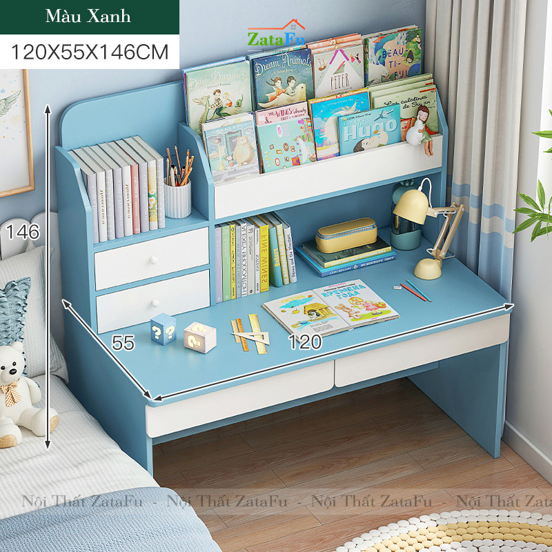 Bàn Học Cho Bé Tiểu học Có Kệ Sách BLV-19