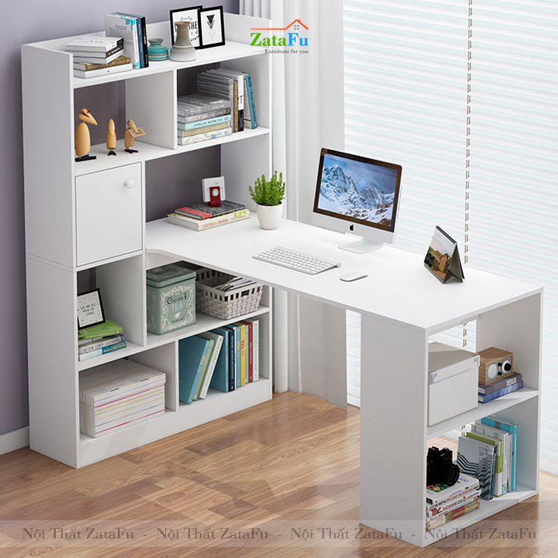 Bàn học làm việc gỗ có kệ sách giá rẻ BLV-25