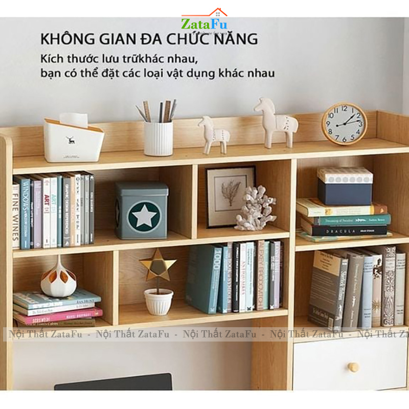 Bàn Làm Việc Bàn Học Sinh Có Ngăn Kéo Và Kệ Sách Làm Từ Gỗ MDF BLV-161 ZataFu