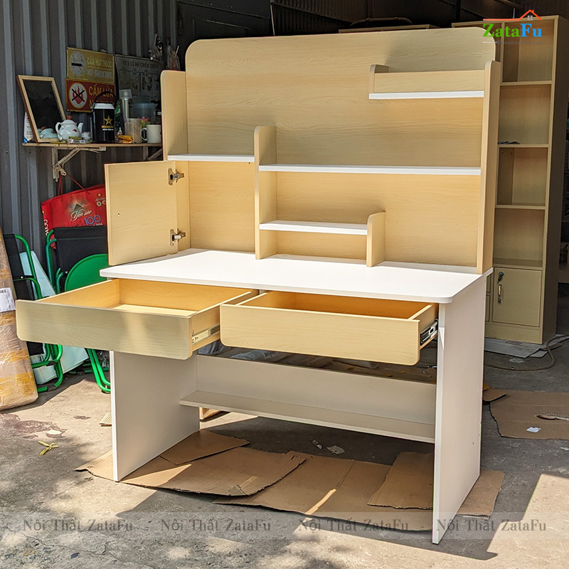 Bàn Học Gỗ Công Nghiệp Kết Hợp Kệ Sách Xinh Xắn Cho Bé BLV- 93