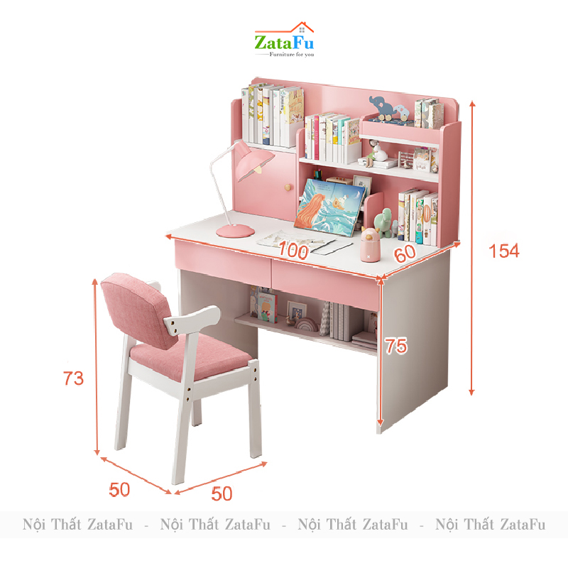 Bàn Học Gỗ Công Nghiệp Kết Hợp Kệ Sách Xinh Xắn Cho Bé BLV- 93